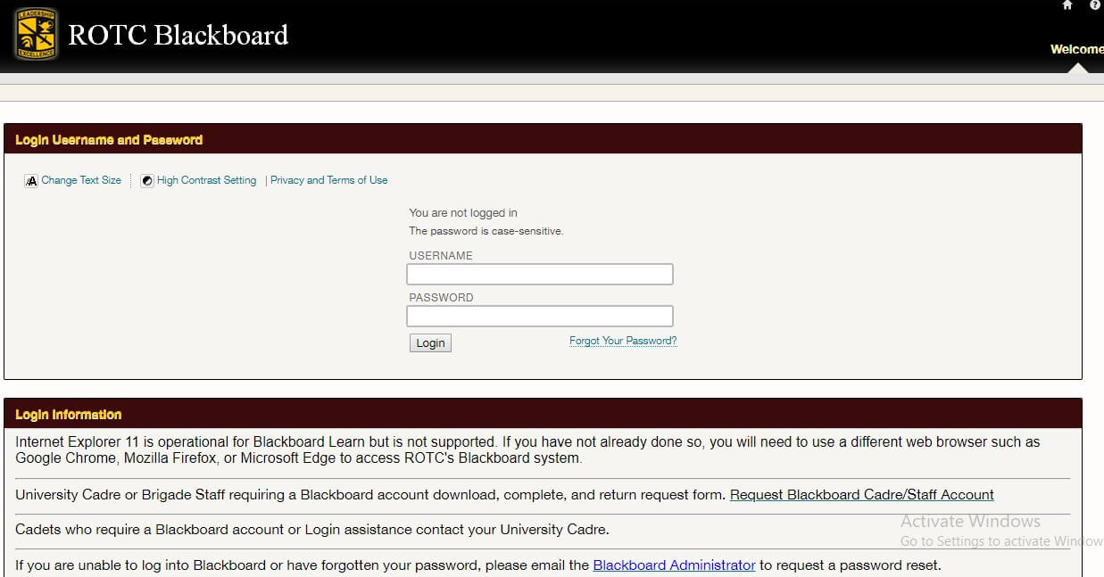 rotc blackboard login