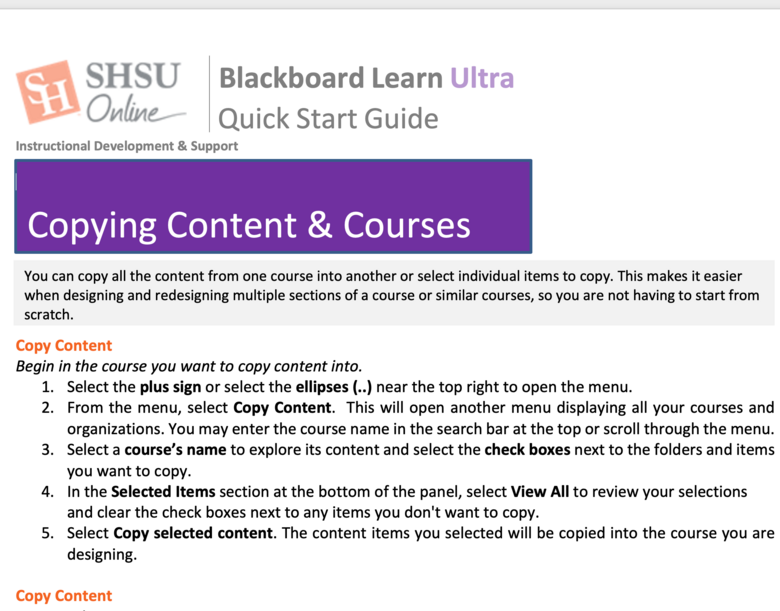 how to copy a course in blackboard